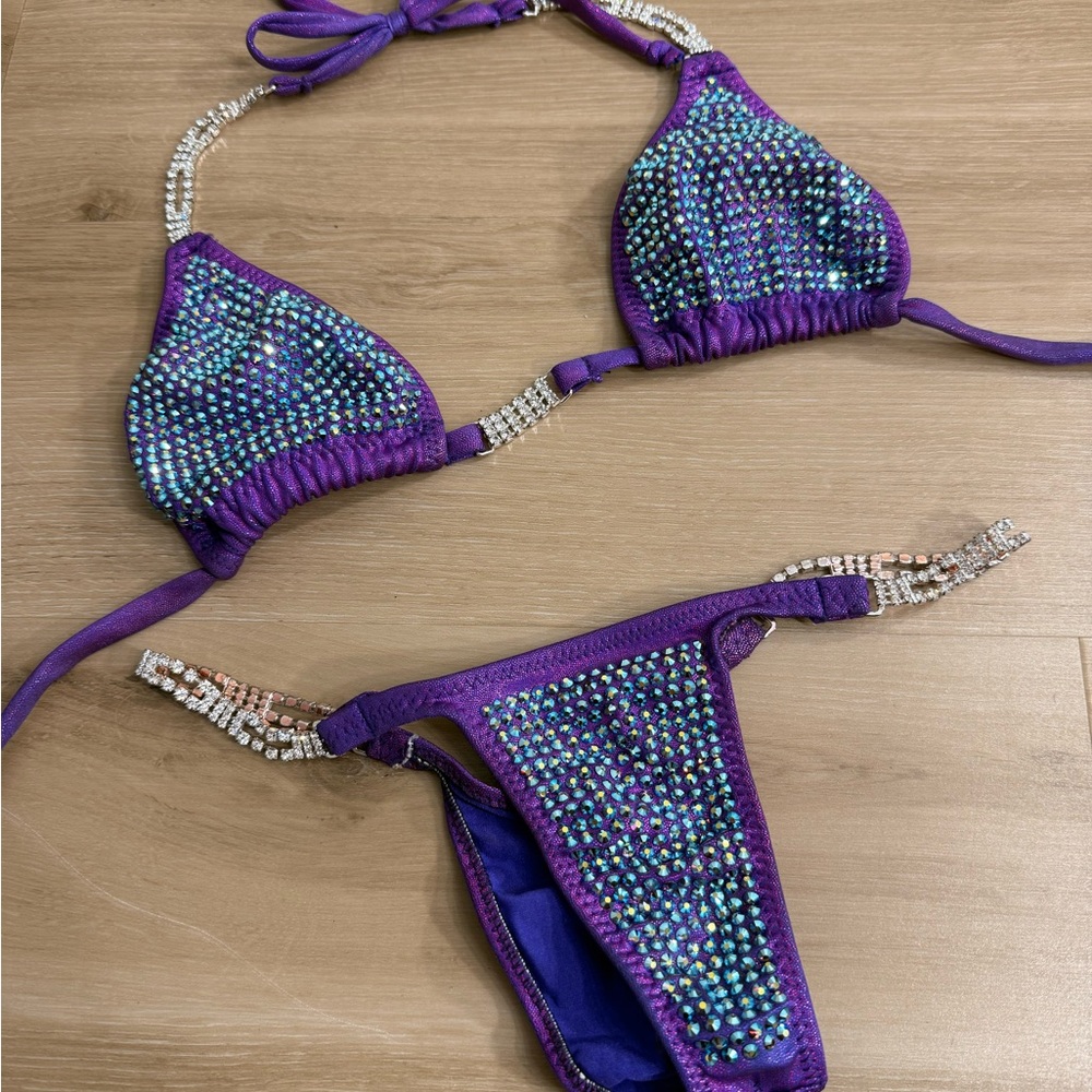 Purple Rhinestone Bikini Set